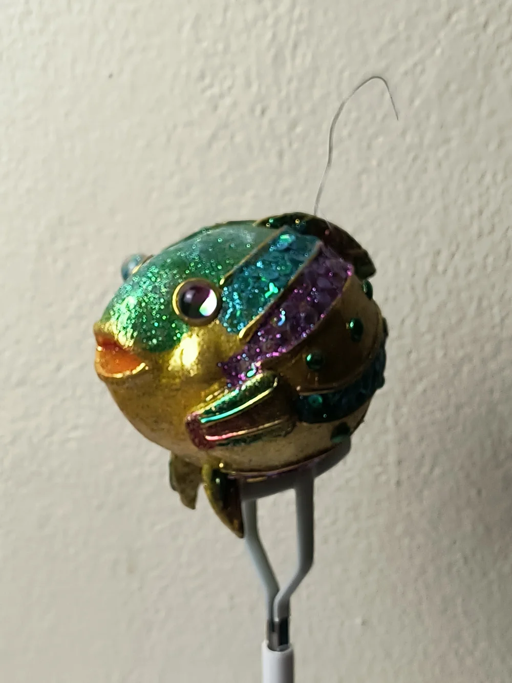 Decorative Glitter Fish Christmas Tree Ornament - Gold Green Purple